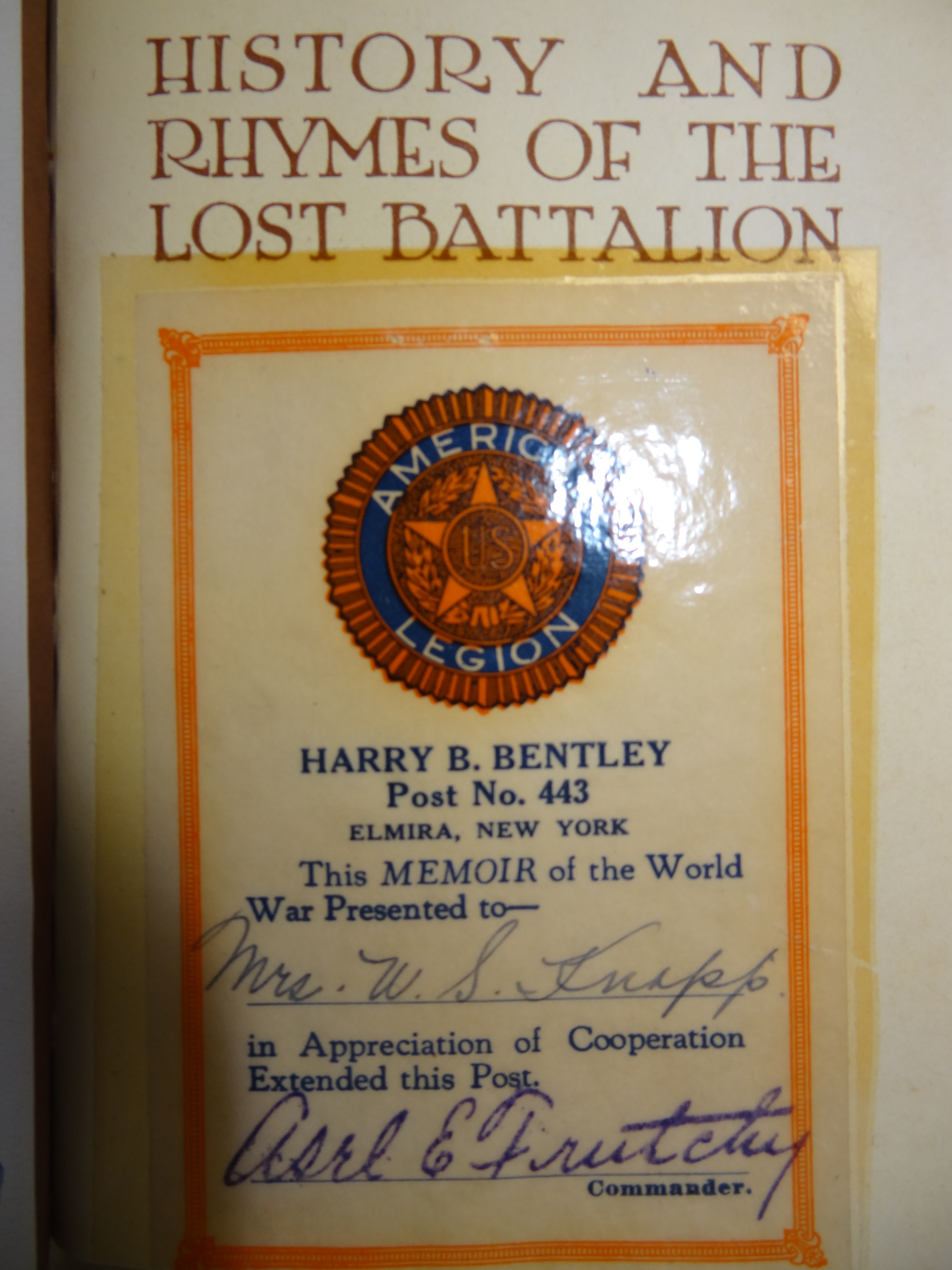 History and Rhymes of the Lost Battalion: Reference 973.91 M129.