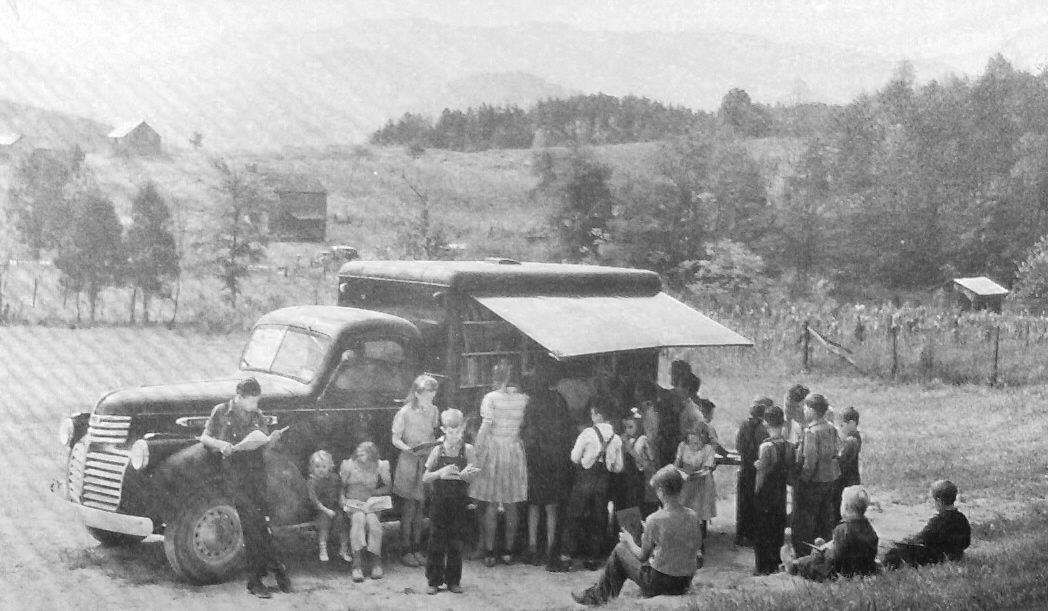 A "book mobile" serving children in Blount County, Tennessee, United States, in 1943